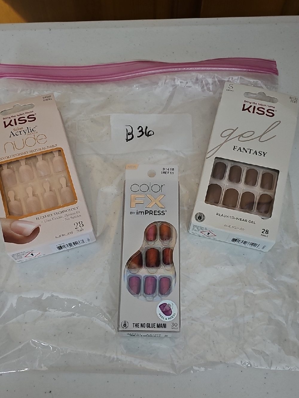 Kiss & imPRESS Press-On Nail Lot — Nude, Brown & Multicolor 5BIN B36